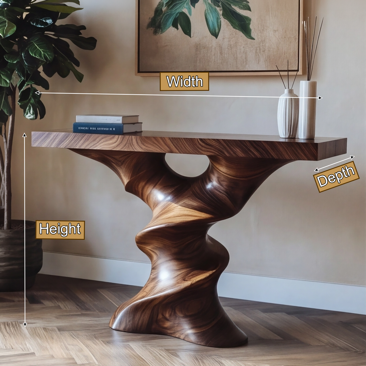 Vylaris Sculpted Solid Wood Console Table - Timberustic Console Table