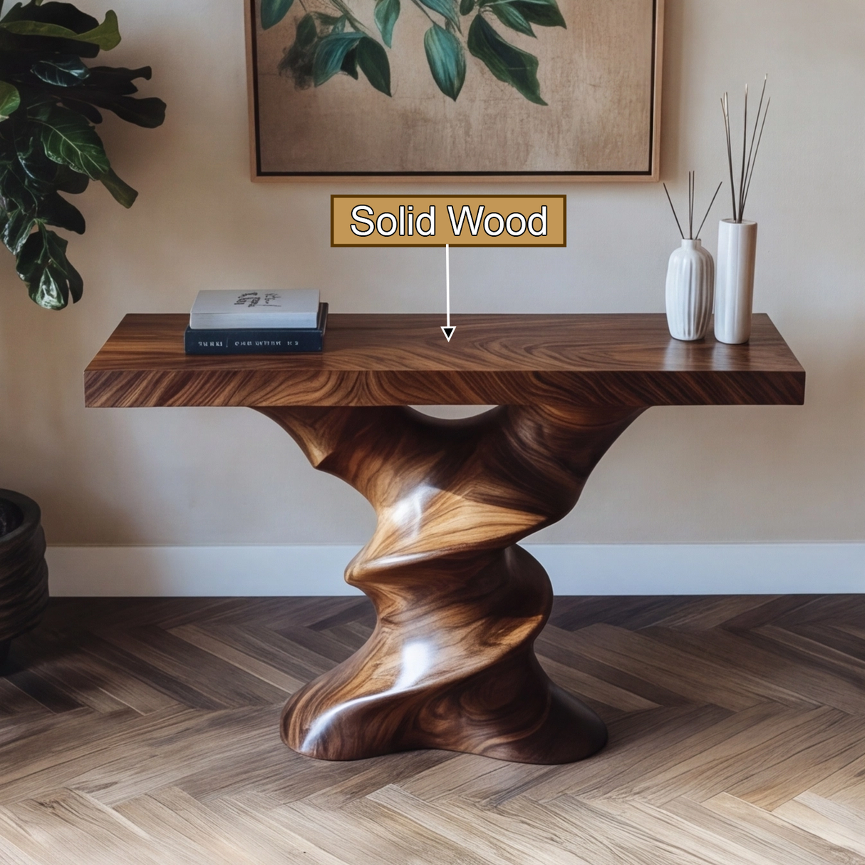 Vylaris Sculpted Solid Wood Console Table - Timberustic Console Table