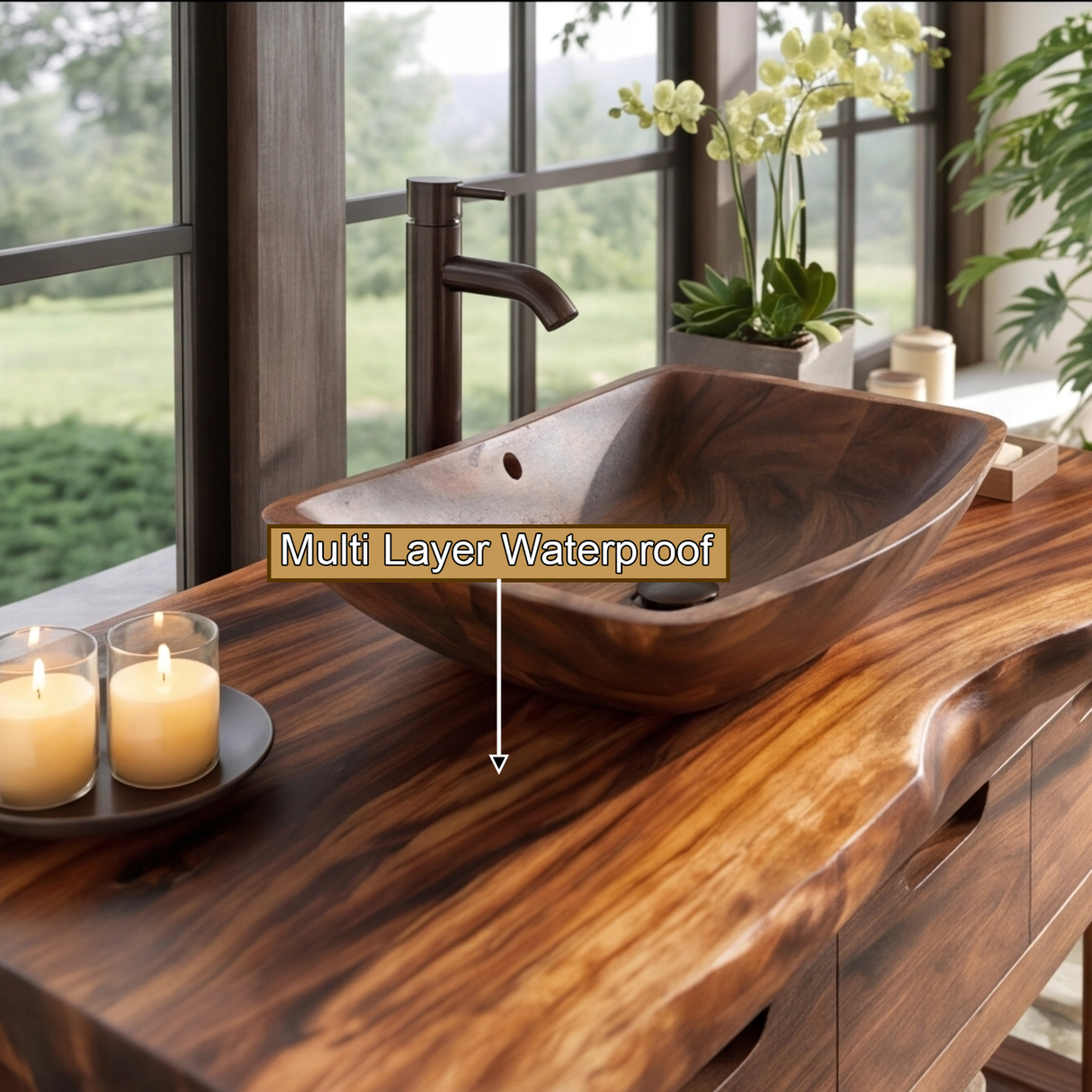 Waldenridge Live Edge Solid Wood Freestanding Bathroom Vanity With Drawers