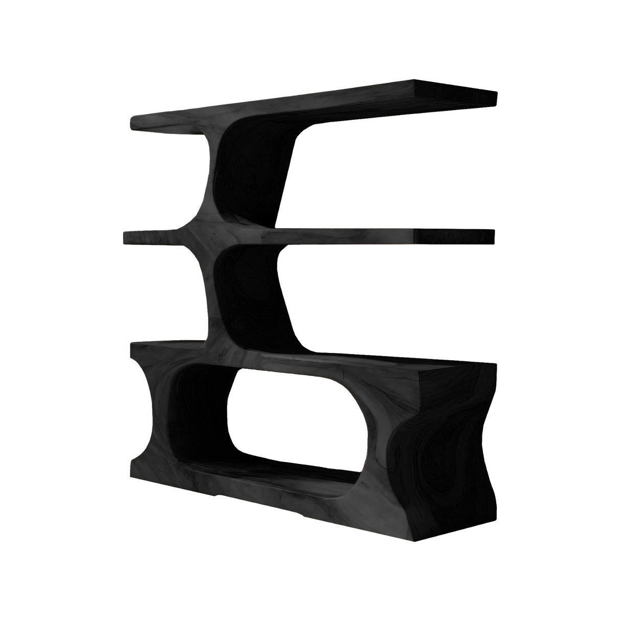 Wavecrest Sculpted Solid Wood Bookshelf Black - Timberustic Bookshelf