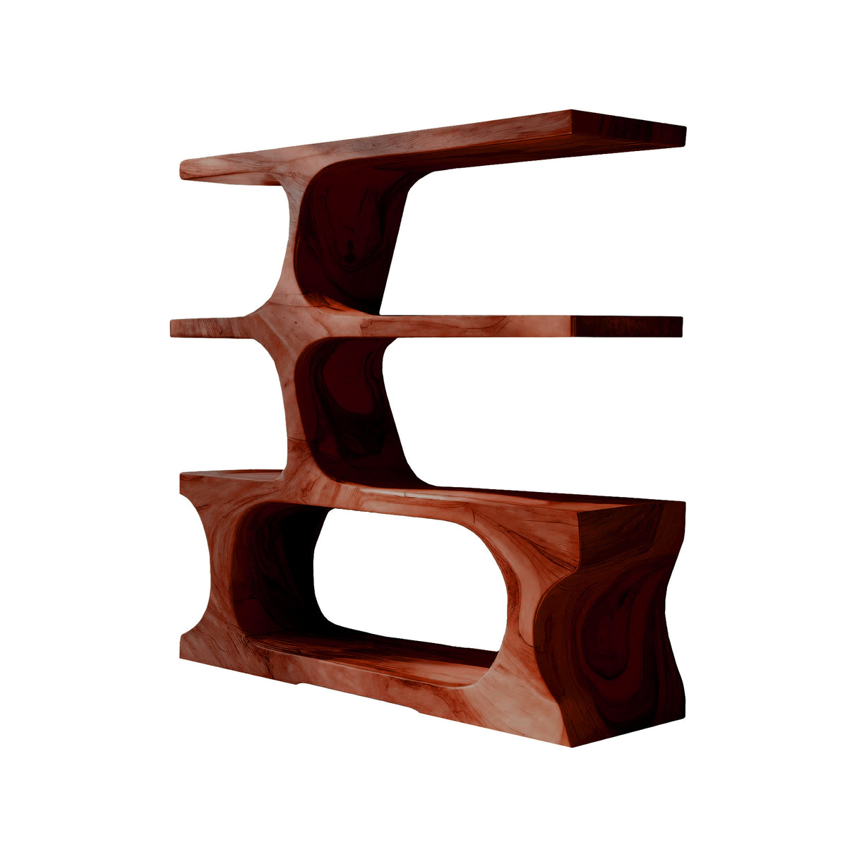 Wavecrest Sculpted Solid Wood Bookshelf Mahogany - Timberustic Bookshelf