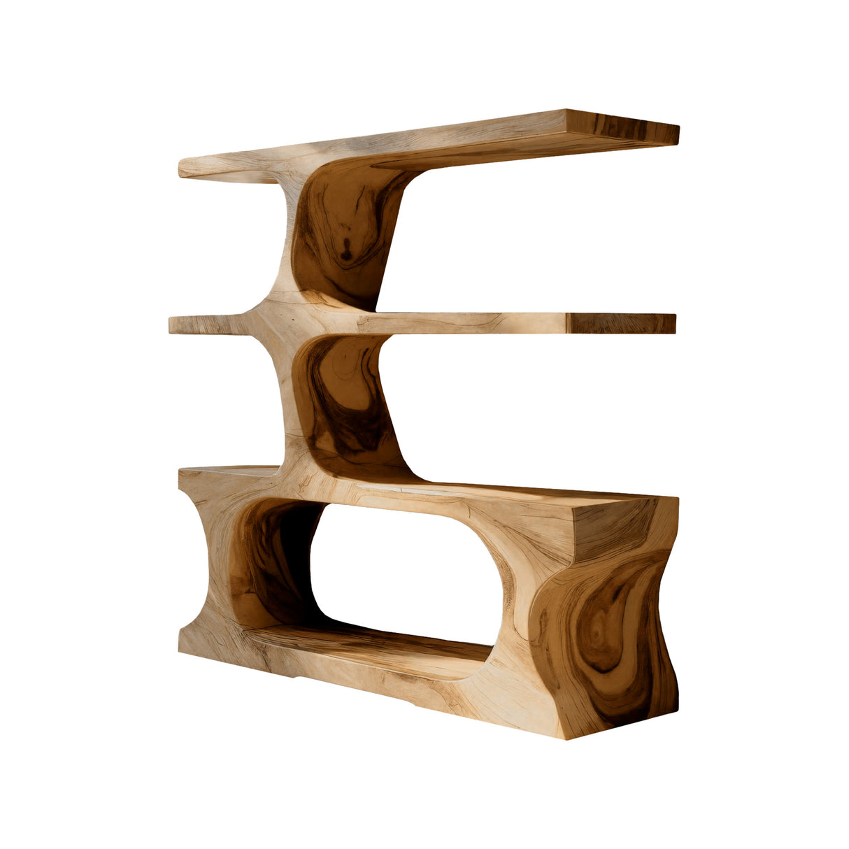 Wavecrest Sculpted Solid Wood Bookshelf Natural Oak - Timberustic Bookshelf