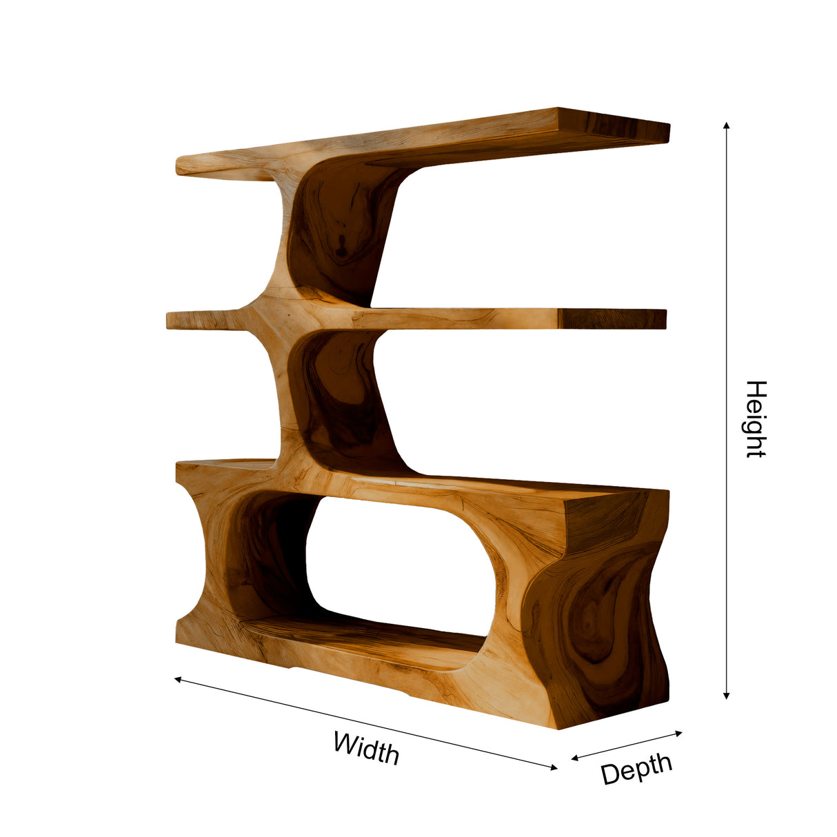 Wavecrest Sculpted Solid Wood Bookshelf - Timberustic Bookshelf