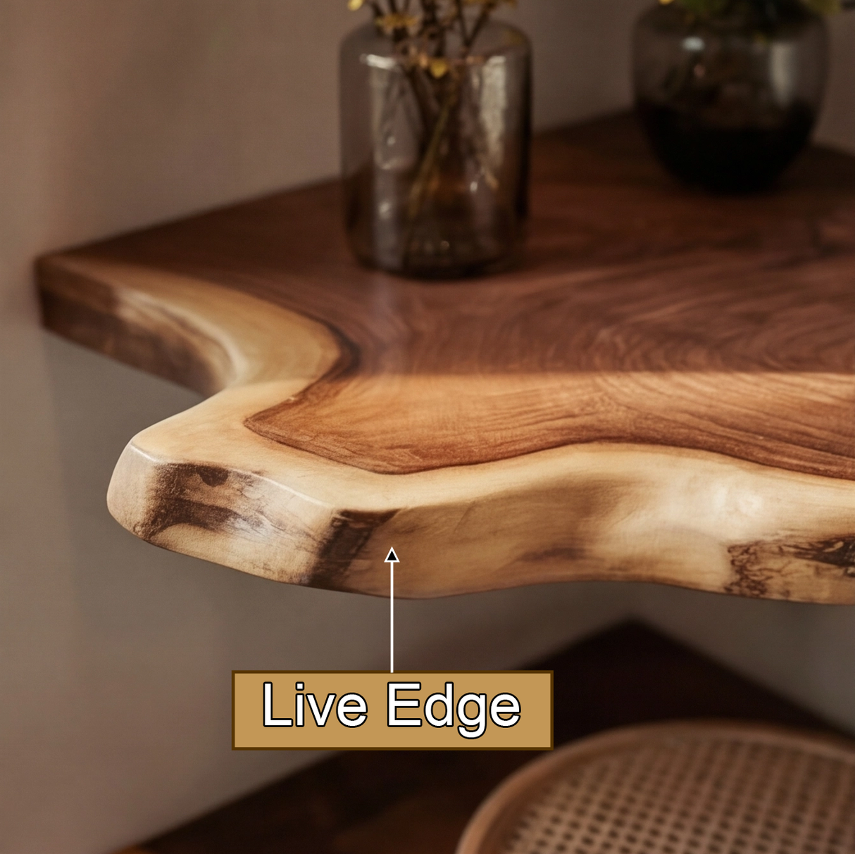 Wavedge Live Edge Floating Corner Shelf - Timberustic Floating Shelf