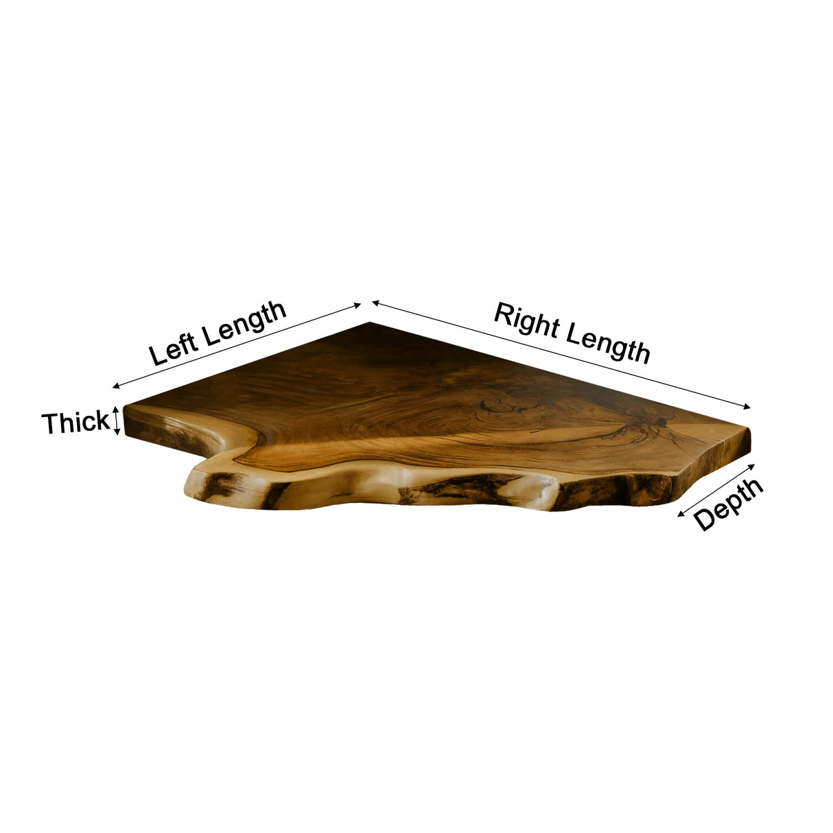 Wavedge Live Edge Floating Corner Shelf - Timberustic Floating Shelf