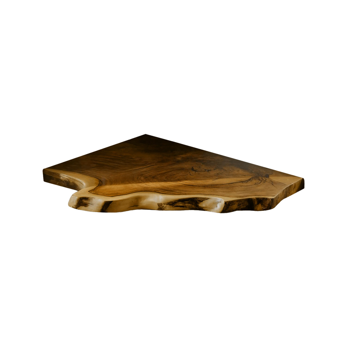 Wavedge Live Edge Floating Corner Shelf Teak - Timberustic Floating Shelf
