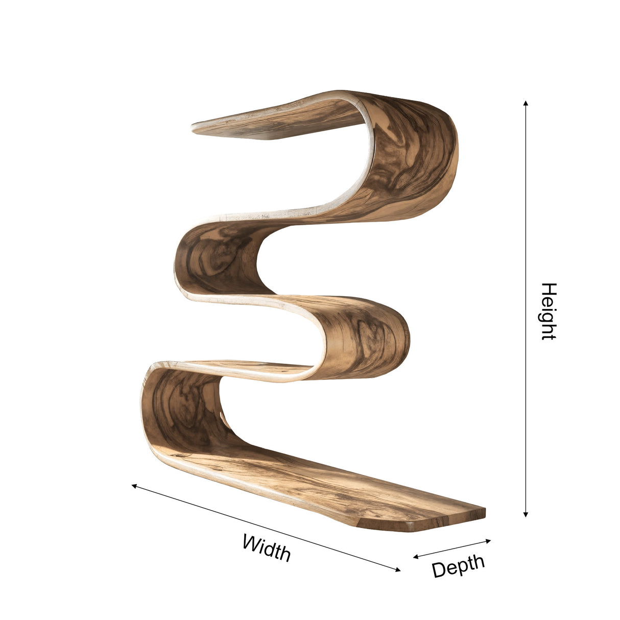 Waveflow Solid Wood Floating Bookshelf - Timberustic Floating Bookshelf