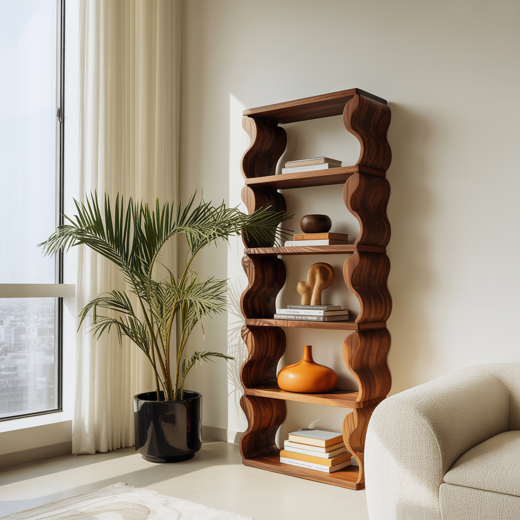 Waveform Live Edge Solid Wood Bookshelf - Timberustic Bookshelf
