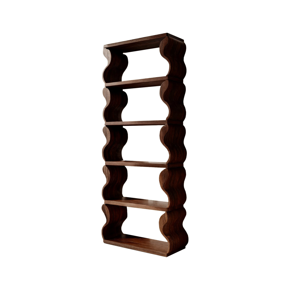 Waveform Live Edge Solid Wood Bookshelf Dark Walnut - Timberustic Bookshelf