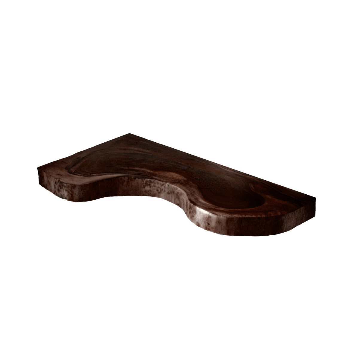 Waveline Live Edge Solid Wood Corner Floating Shelf Dark Walnut - Timberustic Floating Shelf