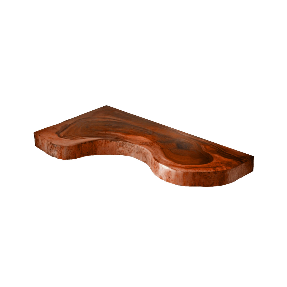 Waveline Live Edge Solid Wood Corner Floating Shelf Mahogany - Timberustic Floating Shelf