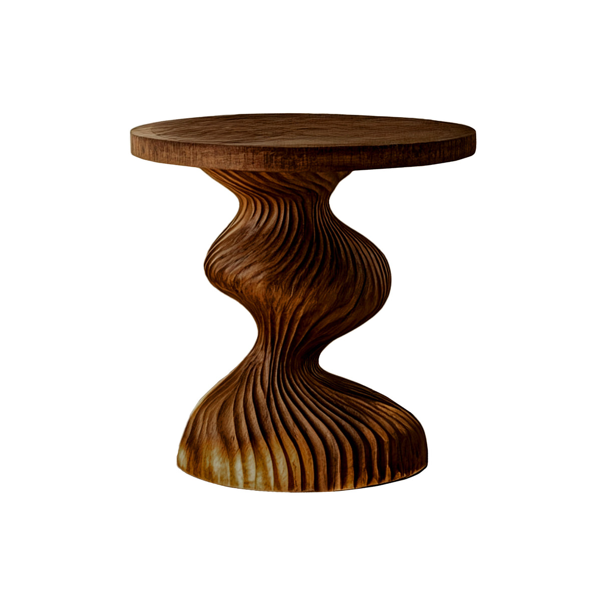 Waveline Sculpted Solid Wood Bedside Table Brown - Timberustic Bedside Table