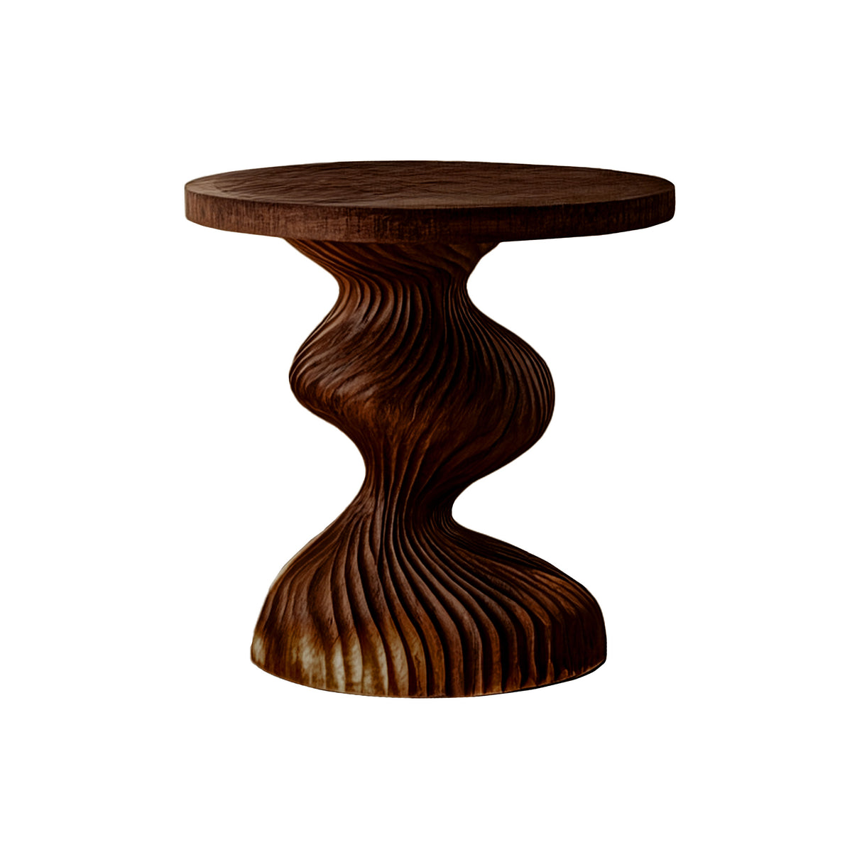 Waveline Sculpted Solid Wood Bedside Table Dark Walnut - Timberustic Bedside Table