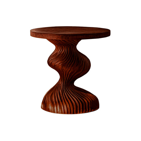 Waveline Sculpted Solid Wood Bedside Table