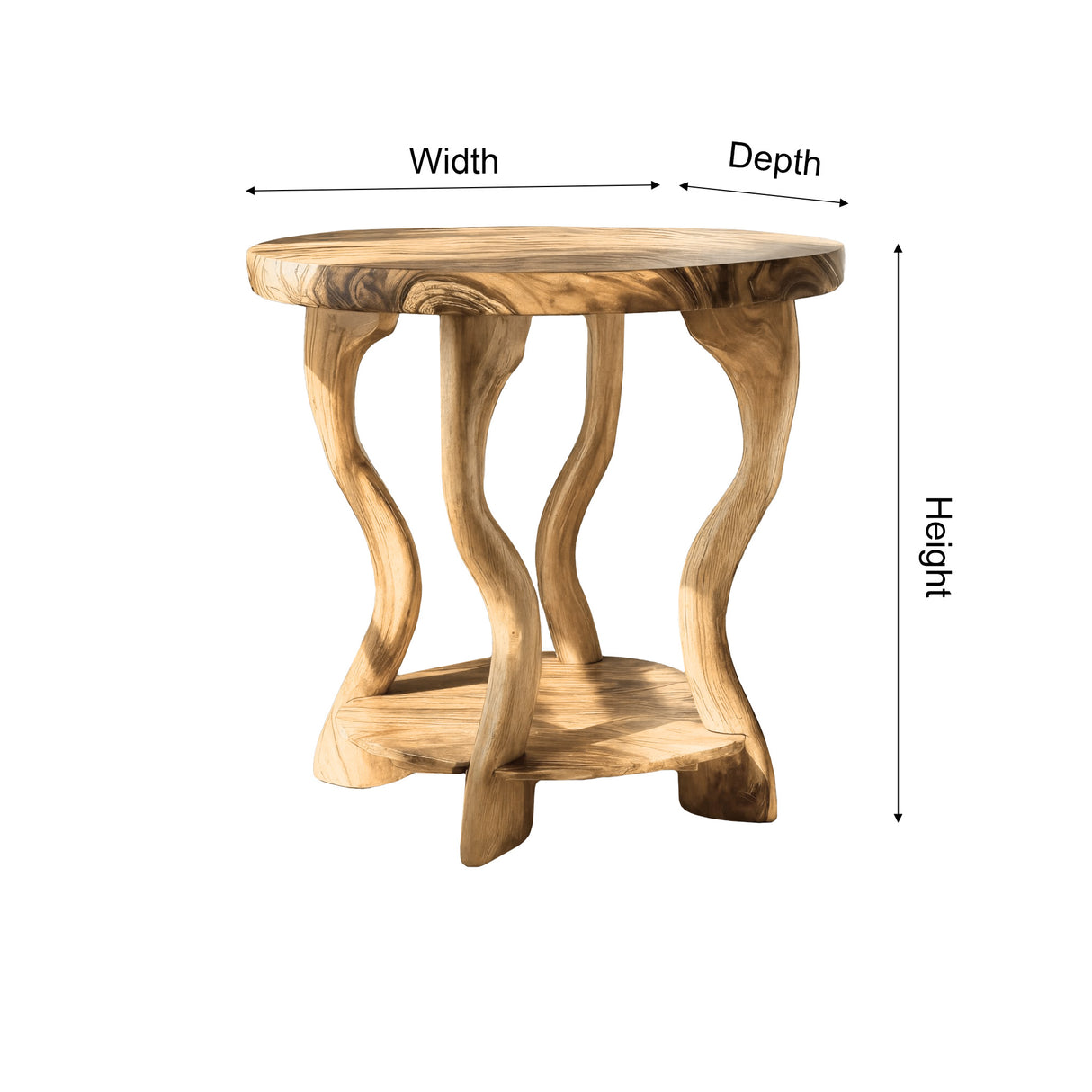 Wavevine Sculpted Solid Wood Side Table