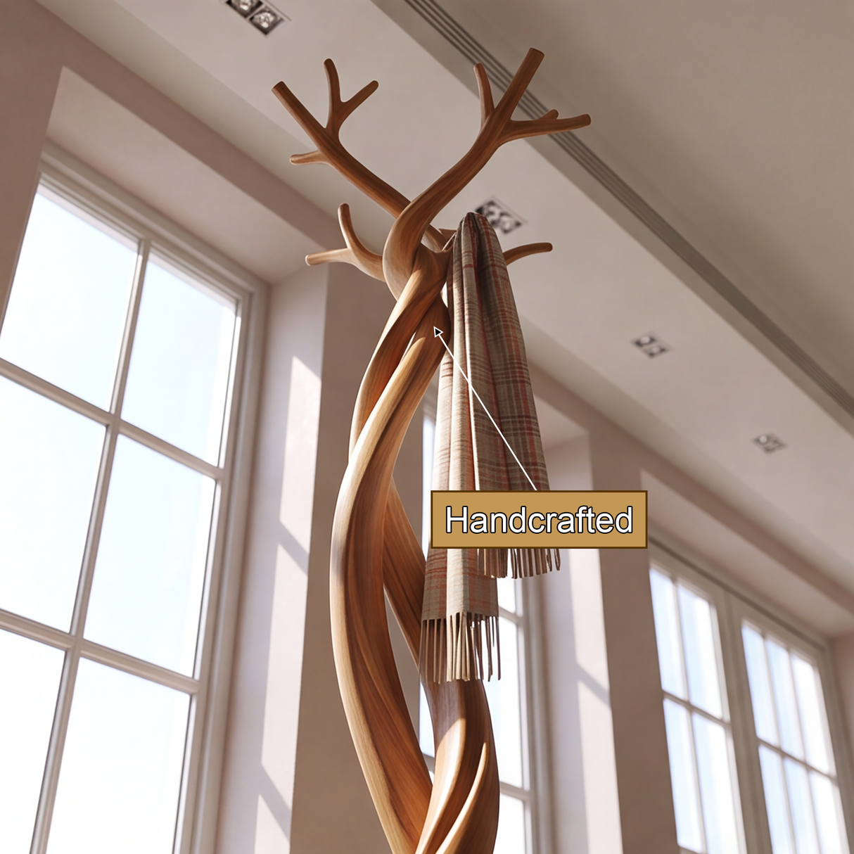 Whispervine Handcrafted Sculpted Solid Wood Tree Coat Rack