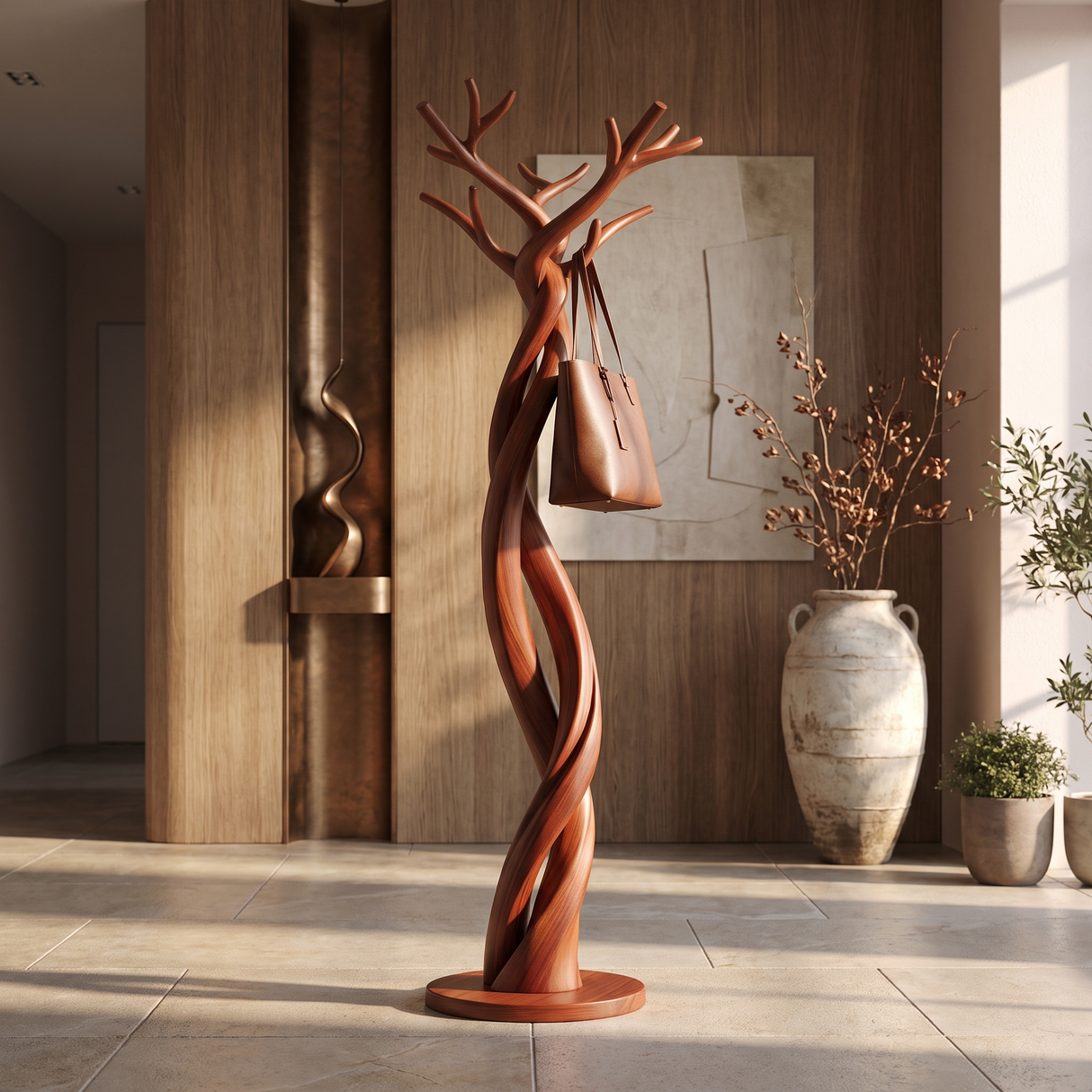 Whispervine Handcrafted Sculpted Solid Wood Tree Coat Rack
