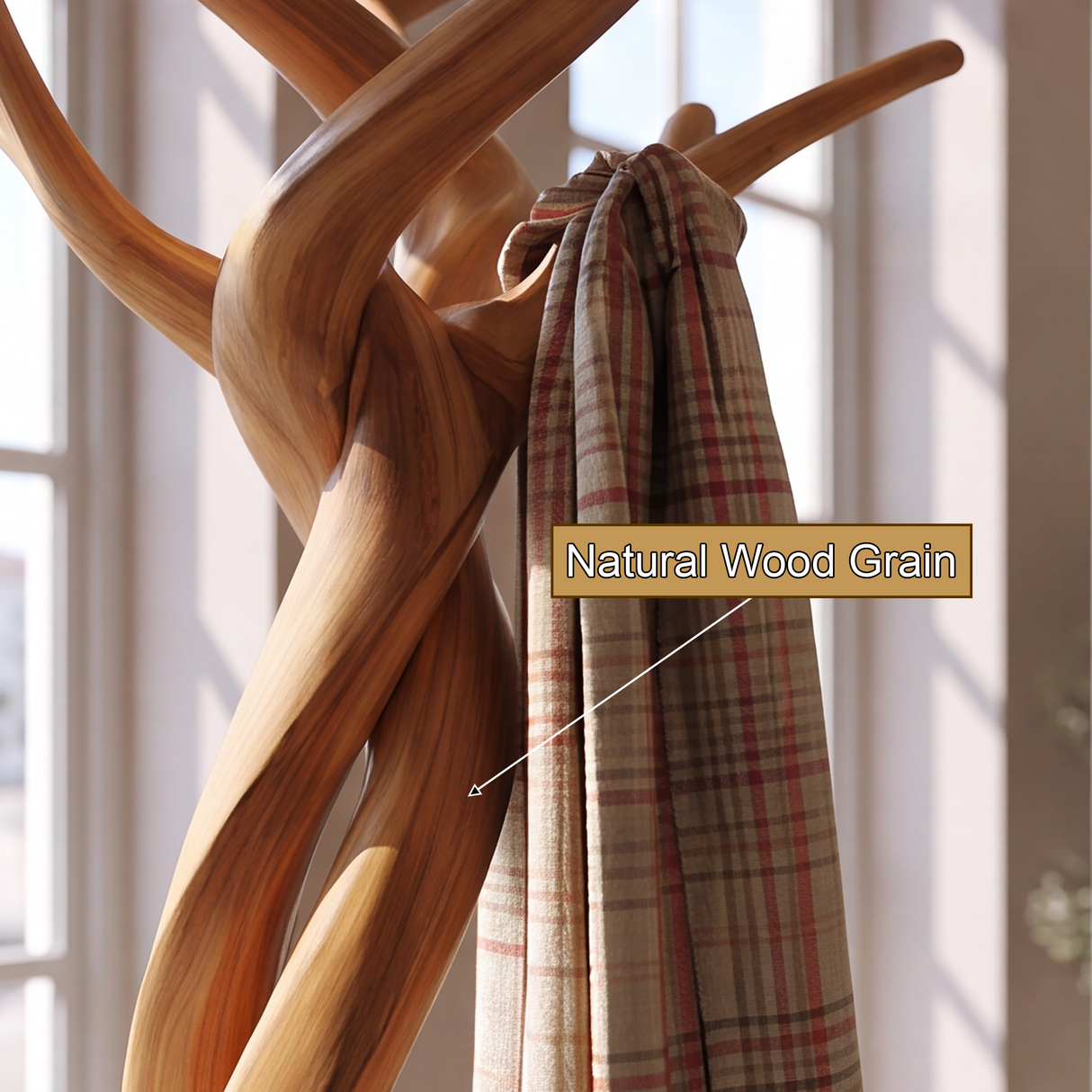 Whispervine Handcrafted Sculpted Solid Wood Tree Coat Rack