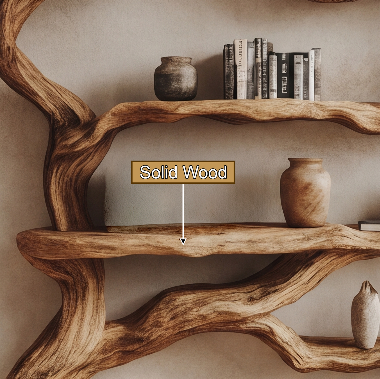 Wildbough Handcrafted Solid Wood Tree Bookshelf - Timberustic Tree Bookshelf