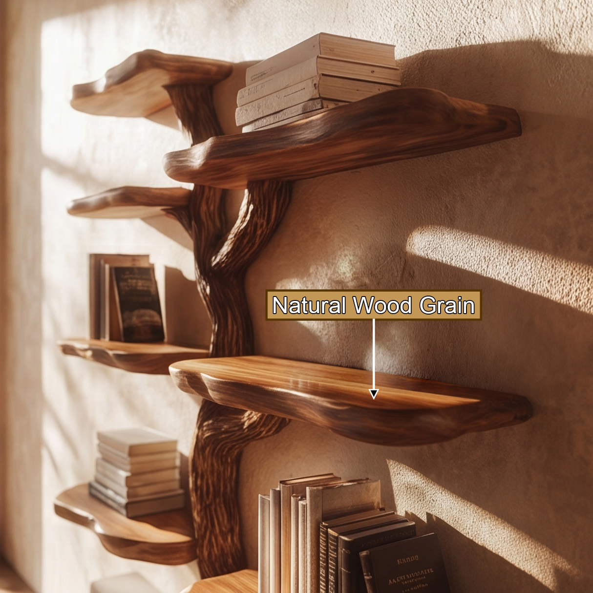 Wildgrove Live Edge Solid Wood Tree Bookshelf - Timberustic Tree Bookshelf