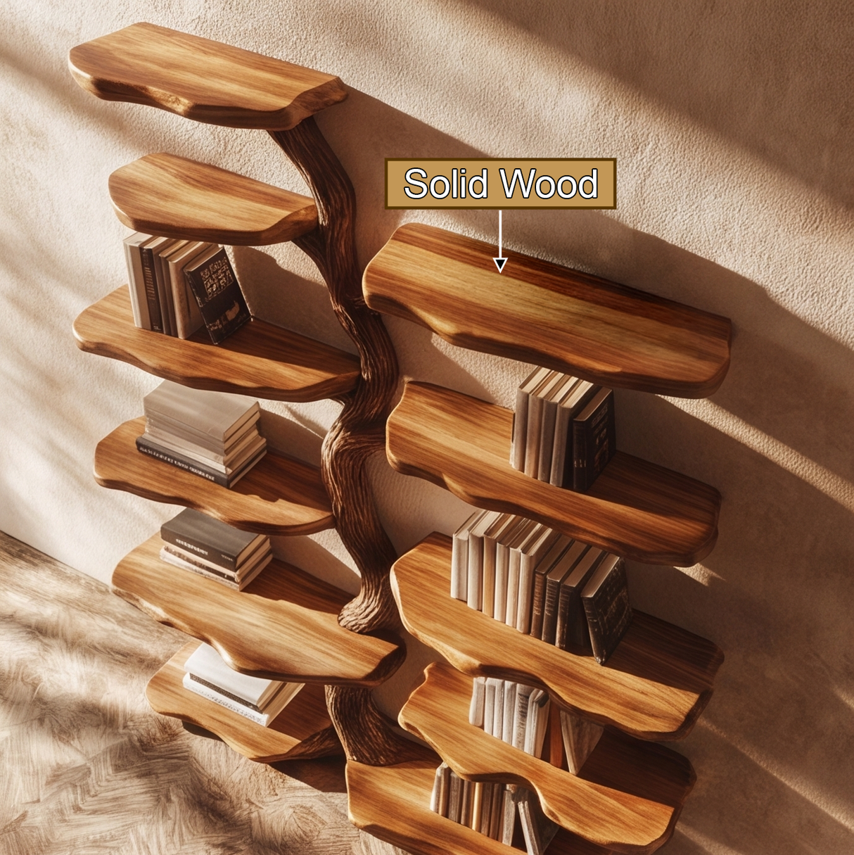 Wildgrove Live Edge Solid Wood Tree Bookshelf - Timberustic Tree Bookshelf