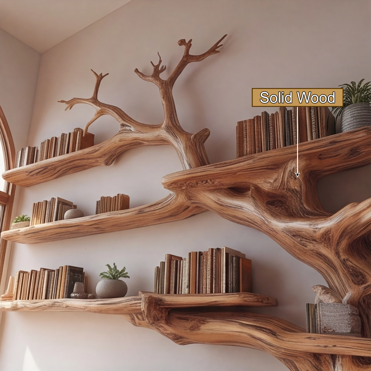 Wildwood Organic Solid Wood Tree Bookshelf - Timberustic Tree Bookshelf