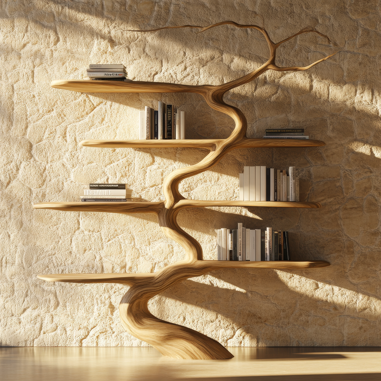 Windhollow Handcrafted Solid Wood Tree Bookshelf - Timberustic Tree Bookshelf