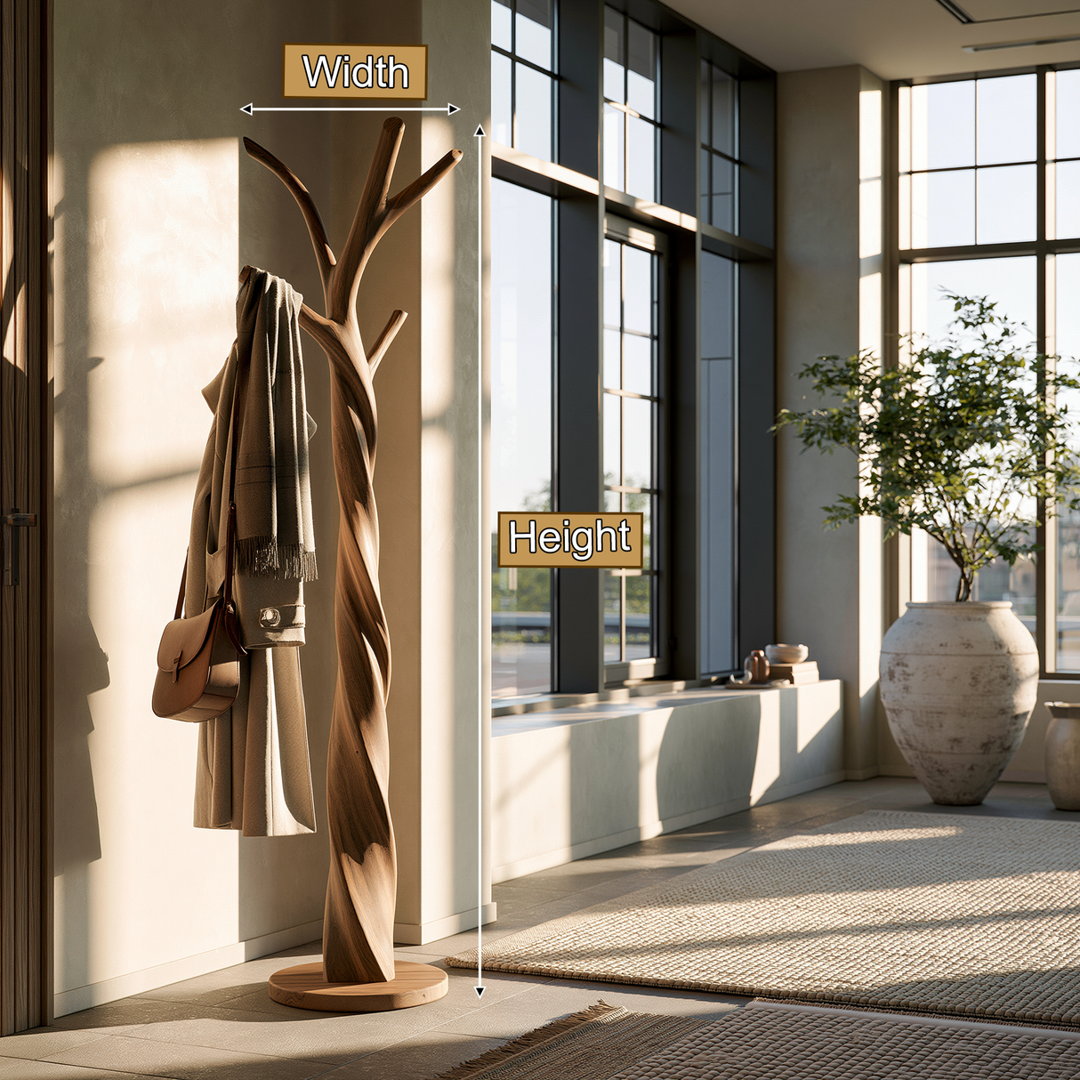 Wrenmoor Twisted Solid Wood Tree Coat Rack - Timberustic Tree Coat Rack
