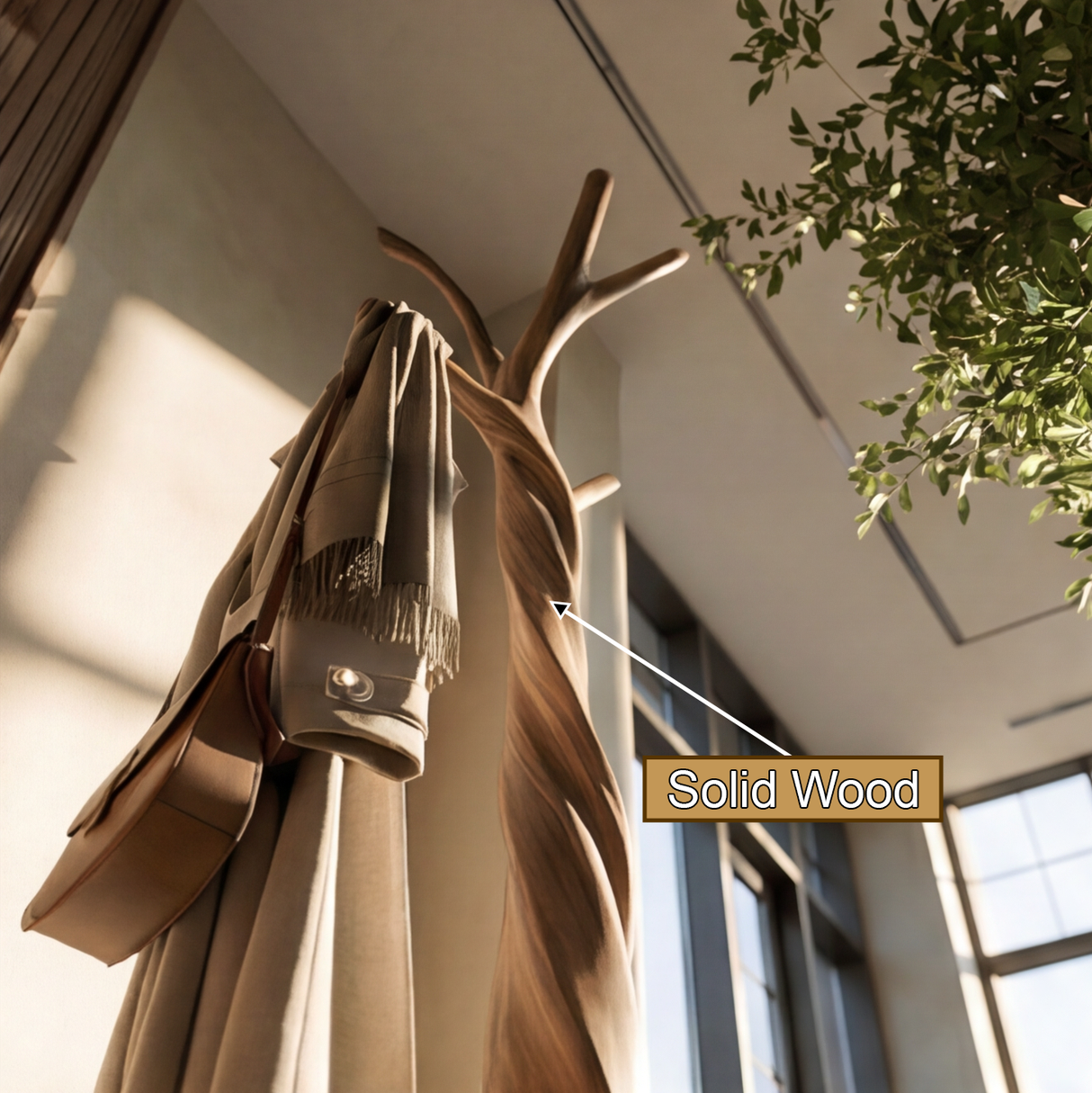 Wrenmoor Twisted Solid Wood Tree Coat Rack - Timberustic Tree Coat Rack