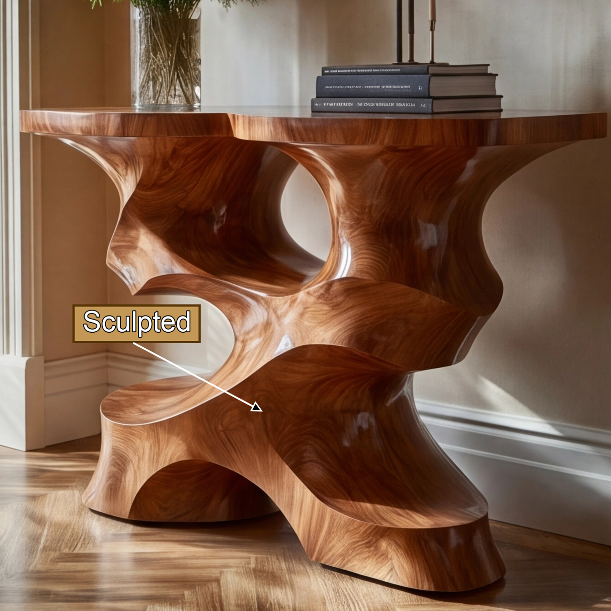 Xavrith Sculpted Solid Wood Console Table - Timberustic Console Table