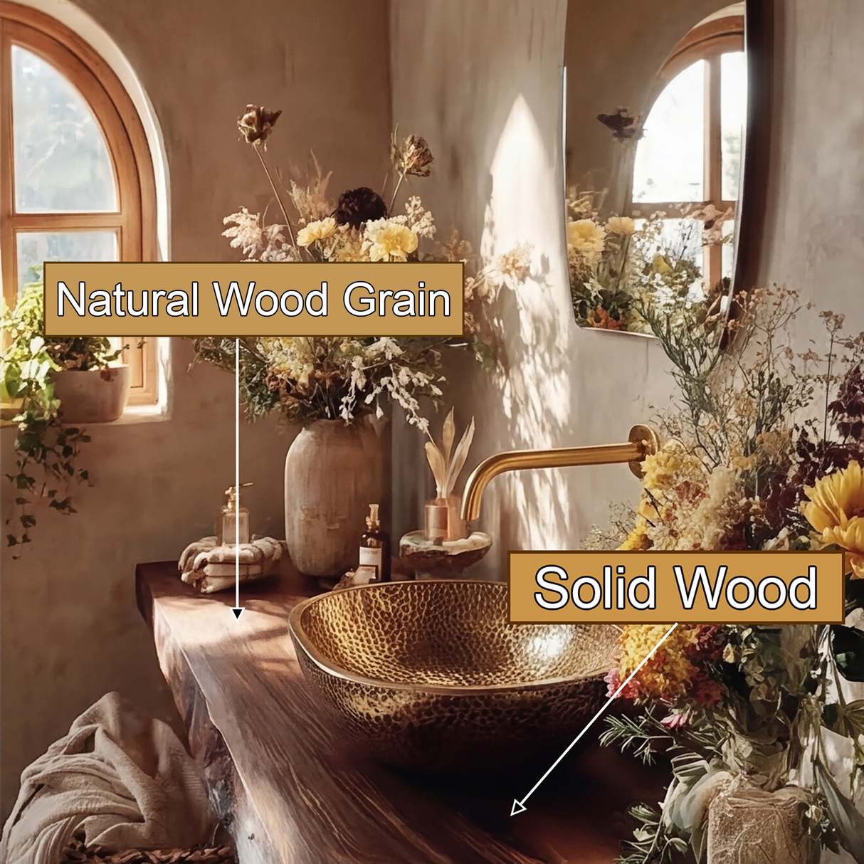 Zavaro Handcrafted Live Edge Solid Wood Floating Bathroom Vanity SPA245625 - Timberustic Floating Bathroom Vanity