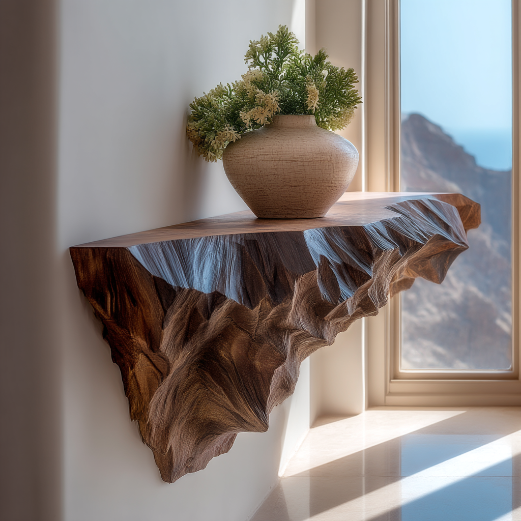 Zenviro Live Edge Solid Wood Mountain Floating Shelf SPA524781 - Timberustic Floating Shelf