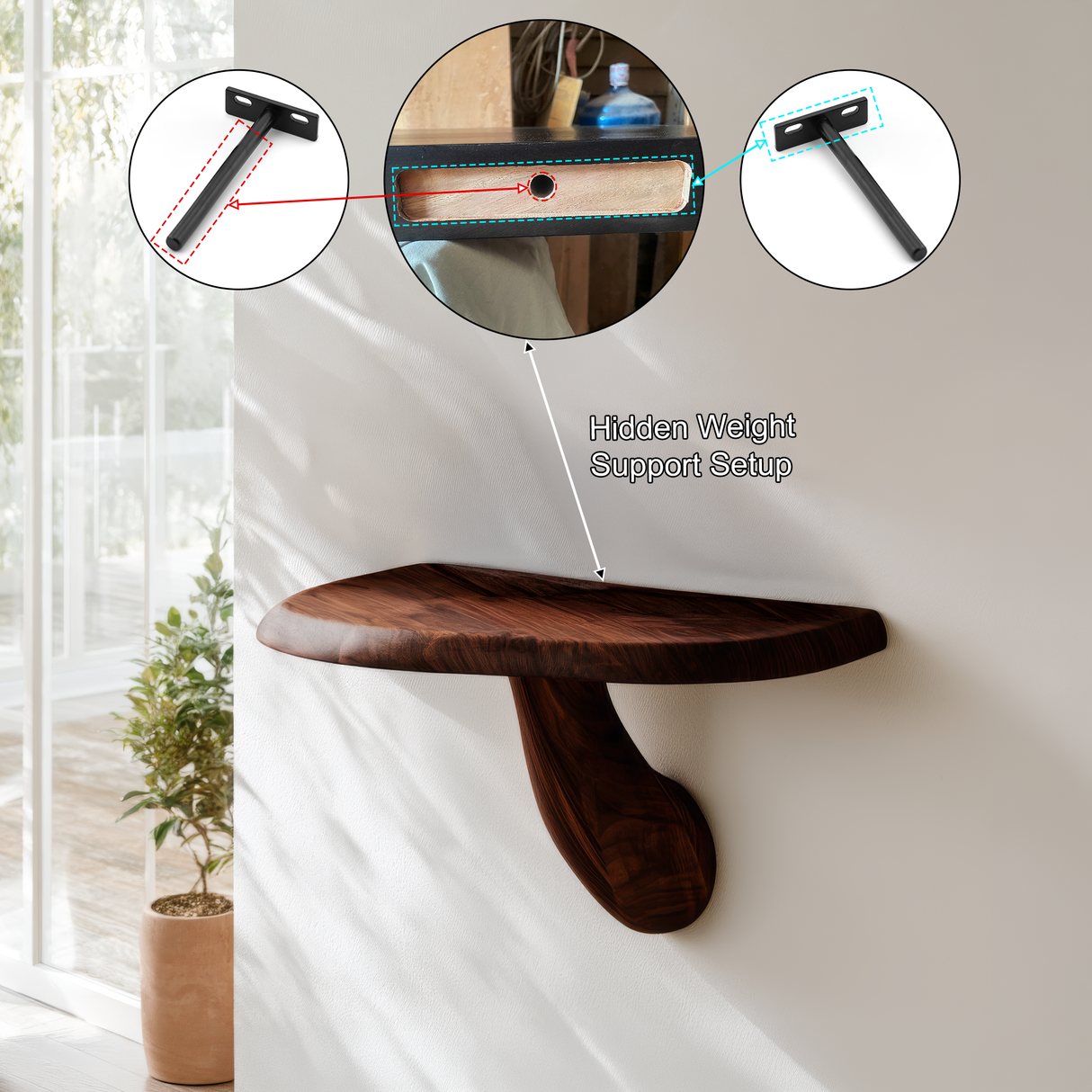 Zenvor Mushroom Solid Wood Floating Shelf SPA841682 - Timberustic Floating Shelf