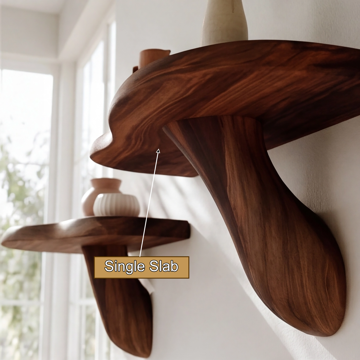 Zenvor Mushroom Solid Wood Floating Shelf SPA841682 - Timberustic Floating Shelf