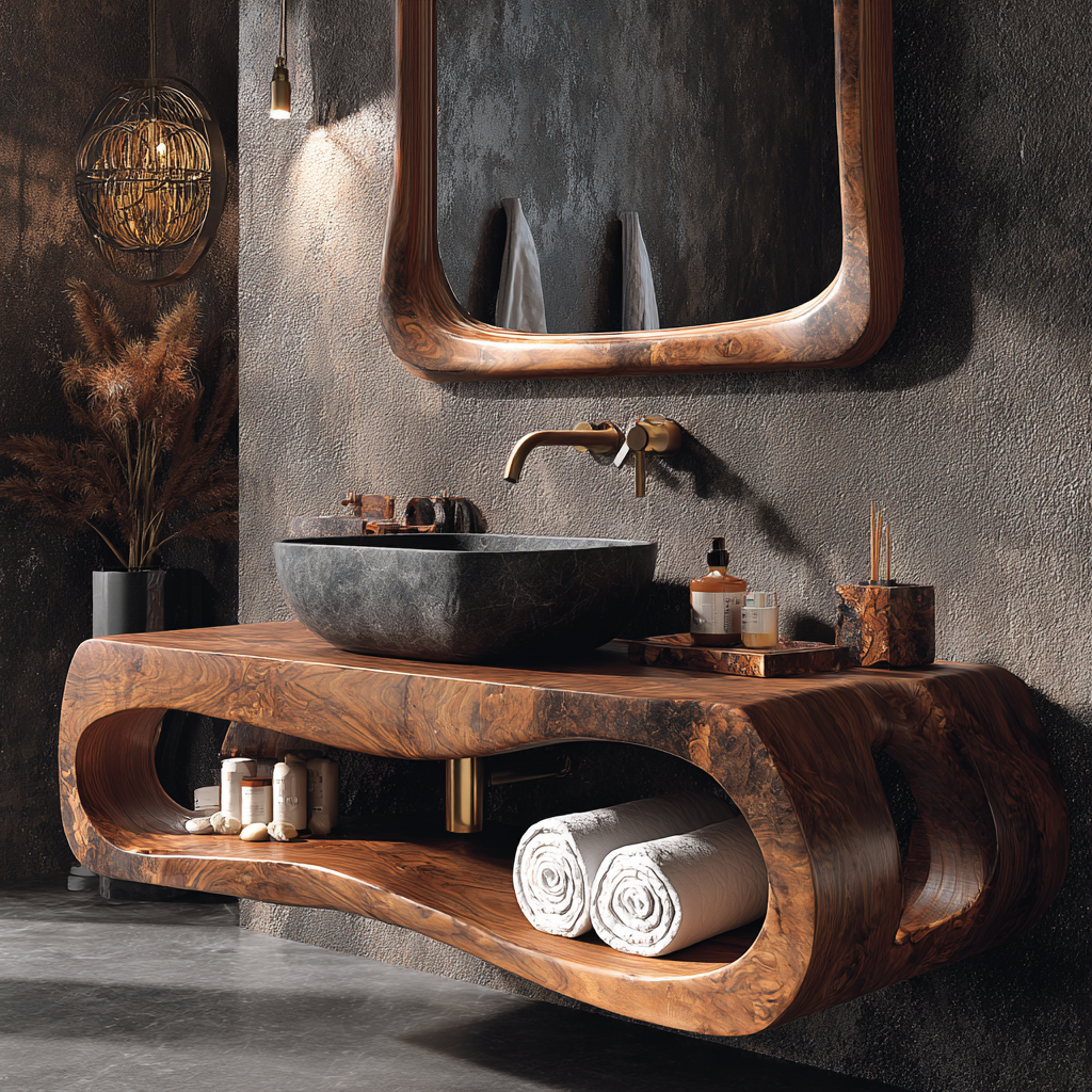 Zenvora Handcrafted Solid Wood Floating Bathroom Vanity with Open Storage - Timberustic Floating Bathroom Vanity with Open Storage
