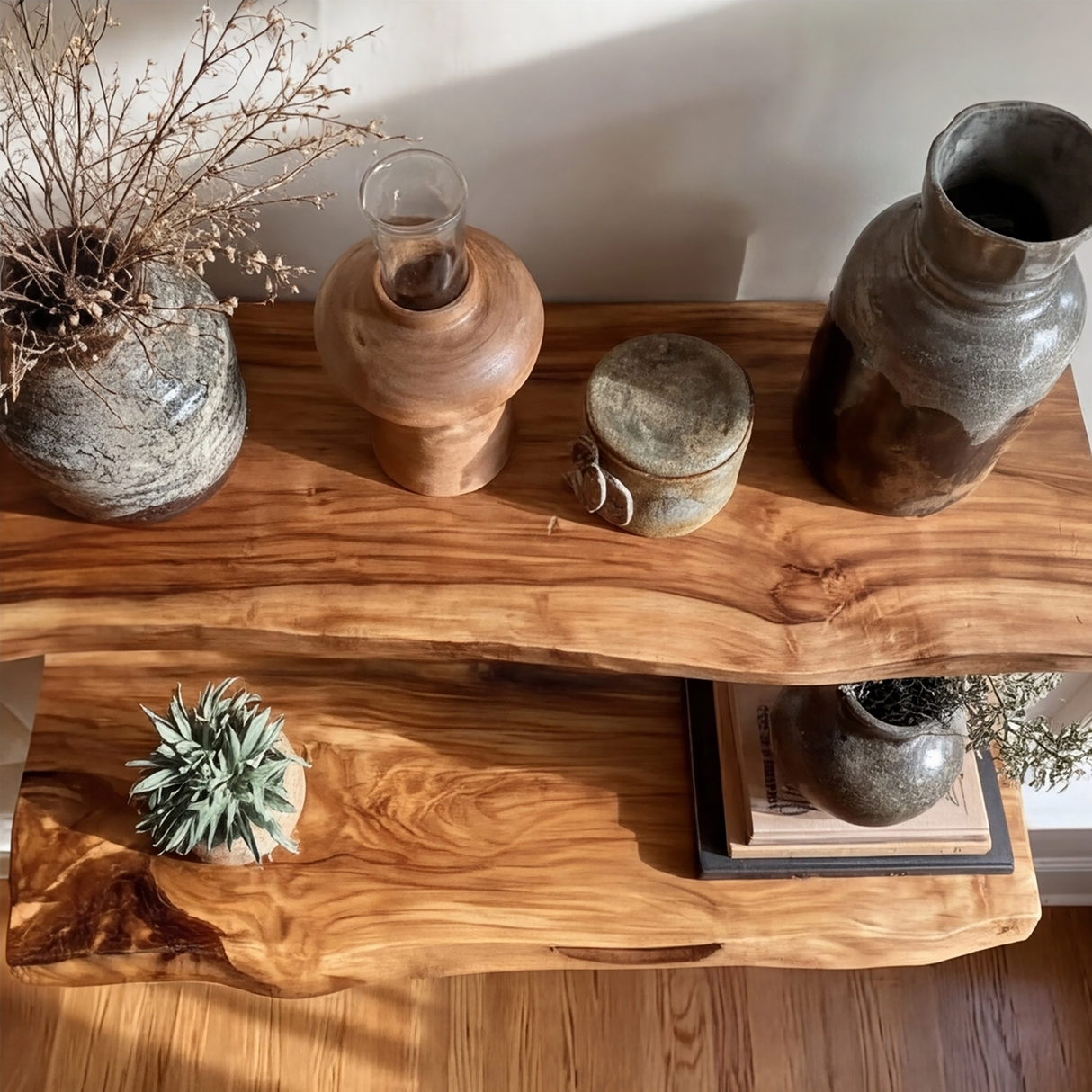Zenvora Live Edge Solid Wood Floating Shelf SPA965832 - Timberustic Floating Shelf