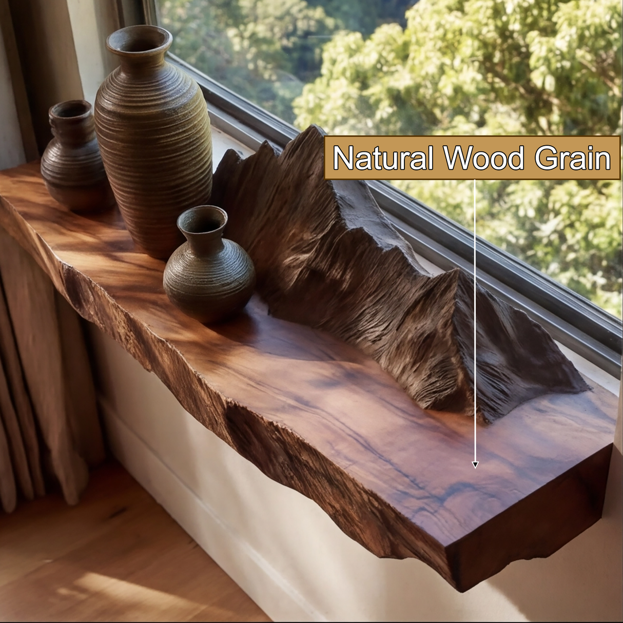Zenvyra Live Edge Solid Wood Mountain Floating Shelf - Timberustic Floating Shelf
