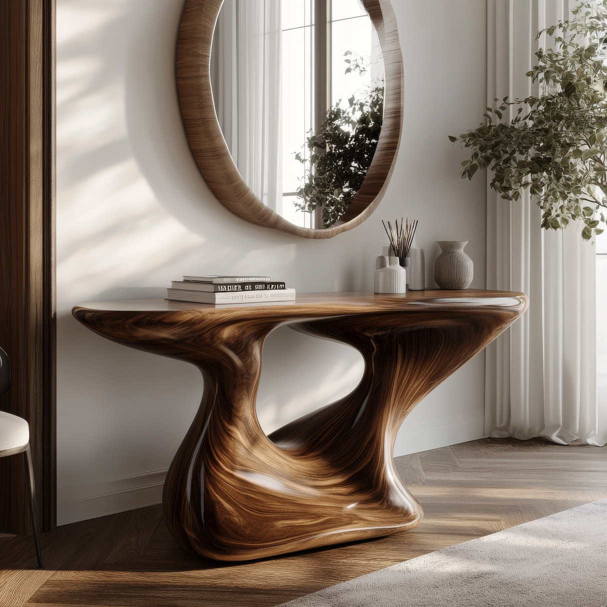 Zepharic Sculpted Solid Wood Console Table - Timberustic Console Table