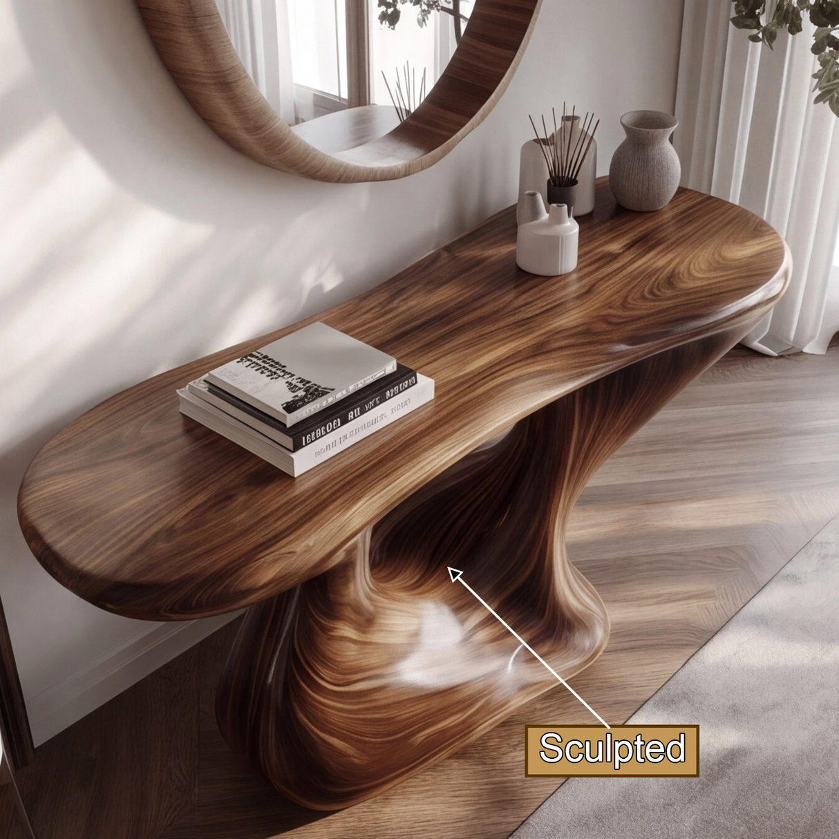 Zepharic Sculpted Solid Wood Console Table - Timberustic Console Table
