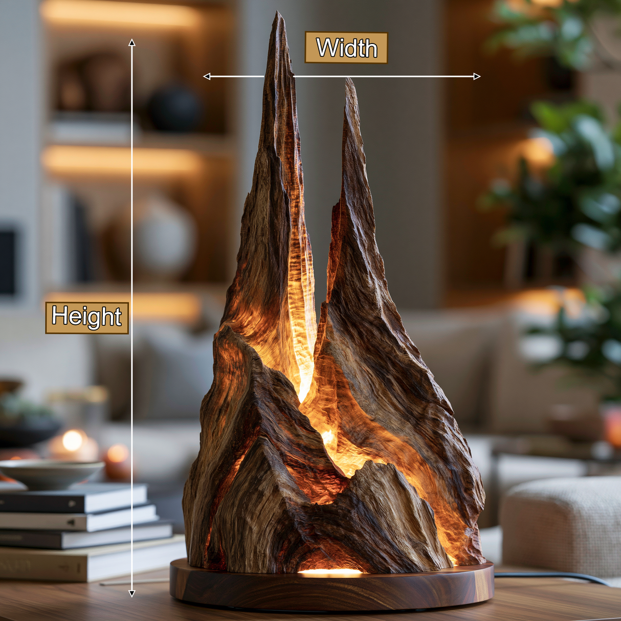 Zepharion Sculpted Solid Wood Mountain Table Lamp SPA892934