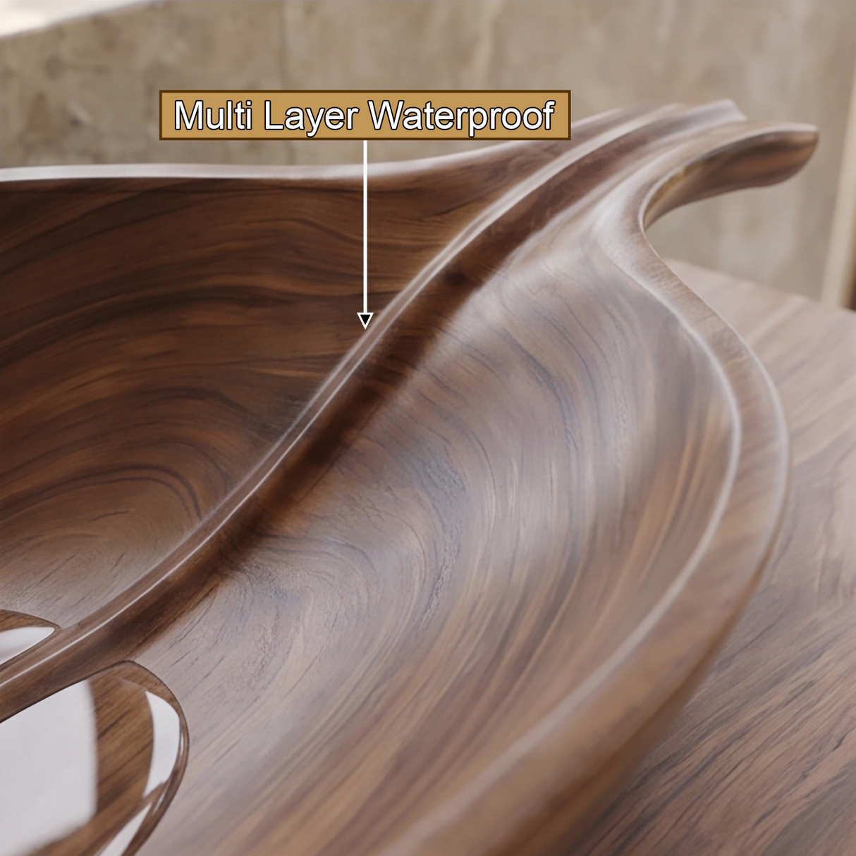 Zephyra Handcrafted Solid Wood Leaf Vessel Sink