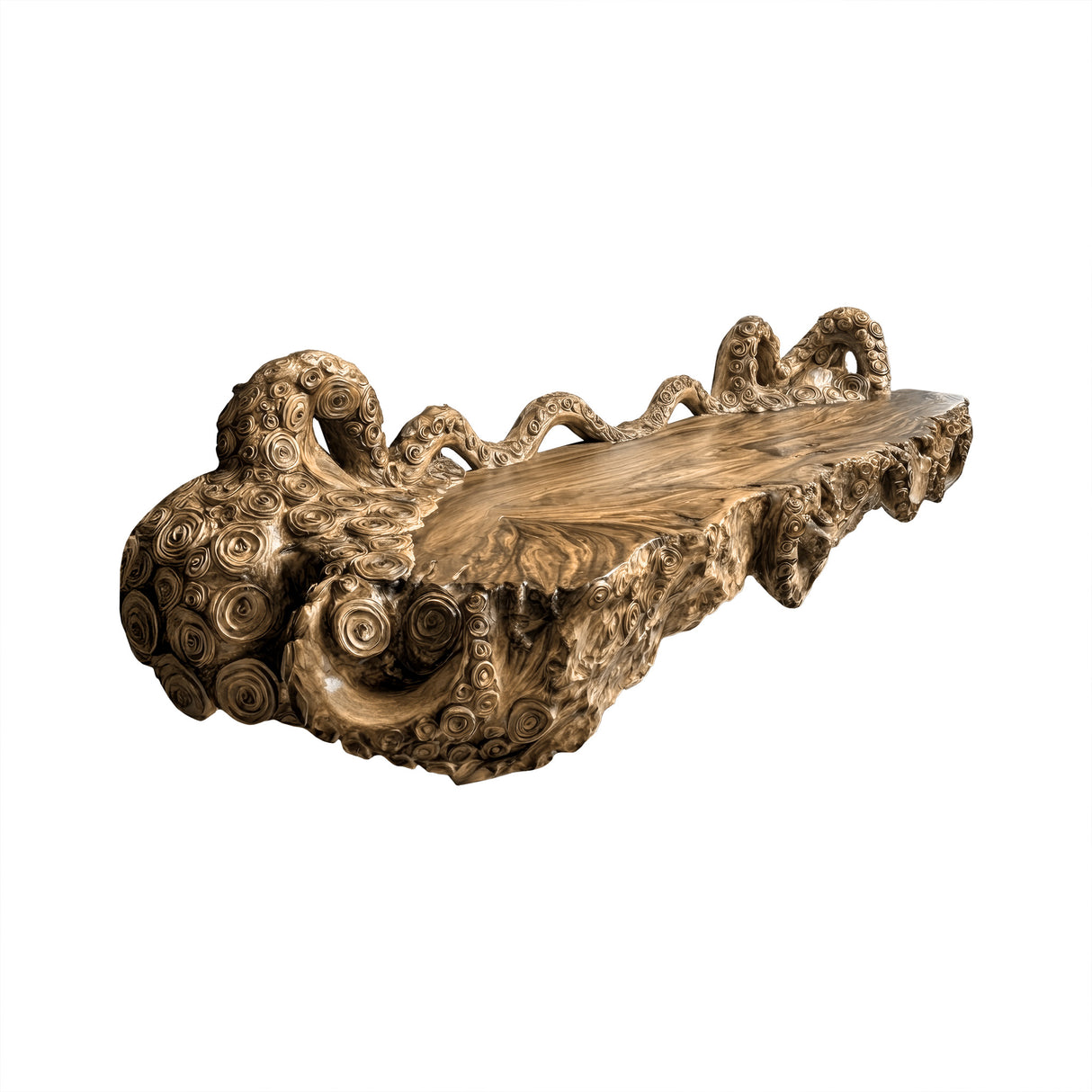 Zephyros Octopus Form Sculpted Solid Wood Floating Bathroom Vanity Natural Oak - Timberustic Floating Bathroom Vanity
