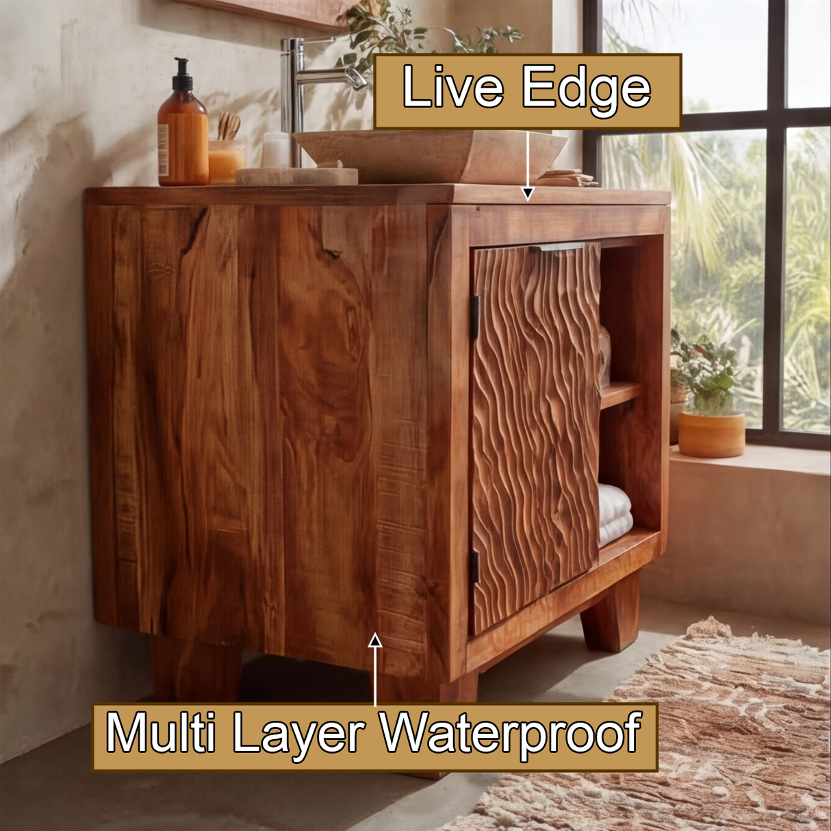 Zerano Handcrafted Freestanding Solid Wood Bathroom Vanity with Cabinet - Timberustic Freestanding Bathroom Vanity with Cabinet
