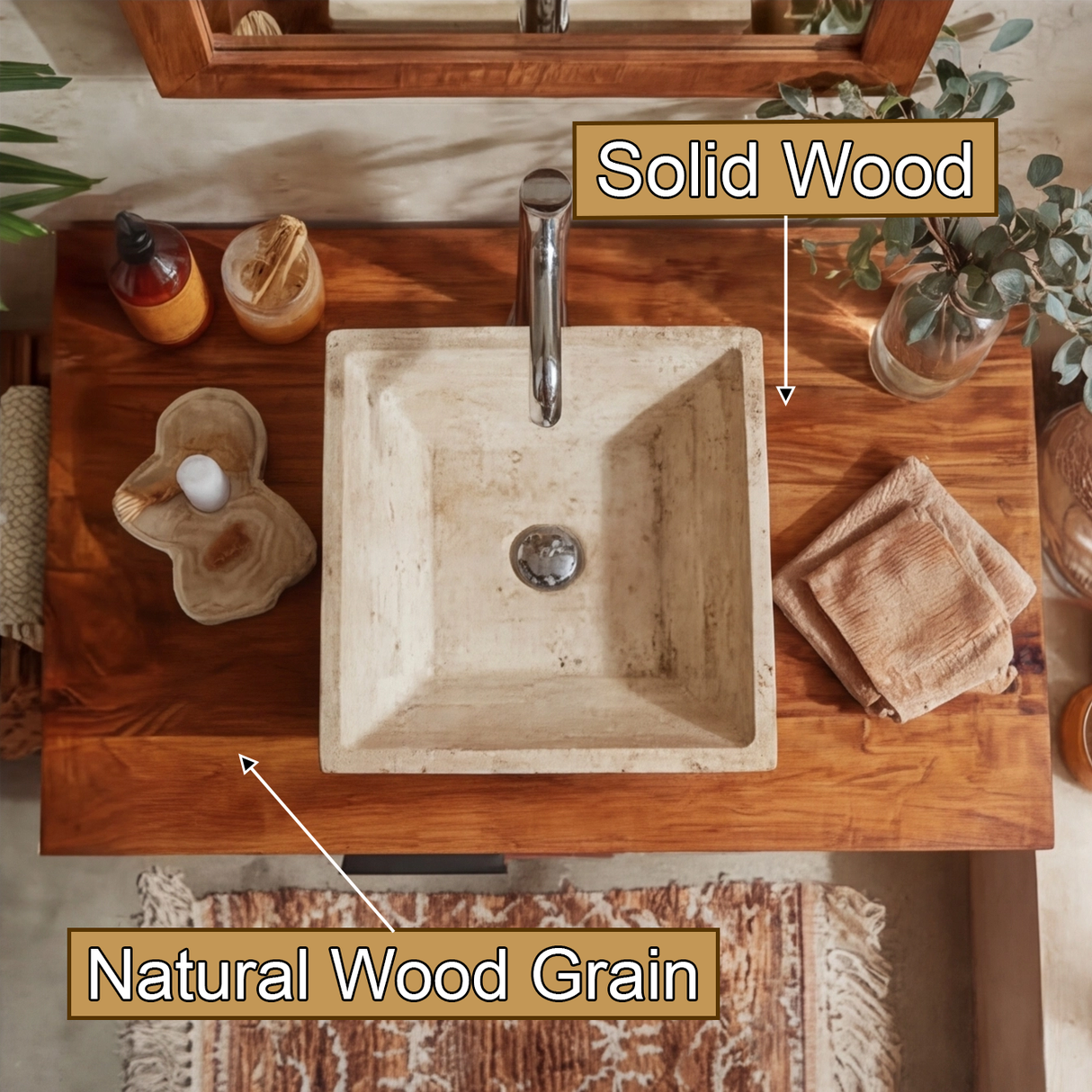 Zerano Handcrafted Freestanding Solid Wood Bathroom Vanity with Cabinet - Timberustic Freestanding Bathroom Vanity with Cabinet