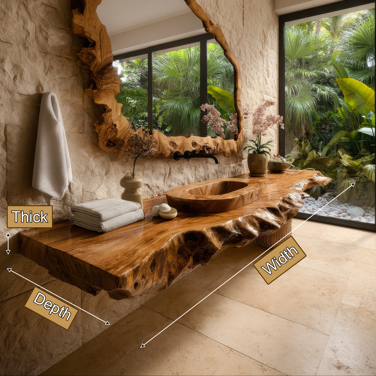 Zerano Live Edge Solid Wood Floating Bathroom Vanity SPA304290 - Timberustic Floating Bathroom Vanity