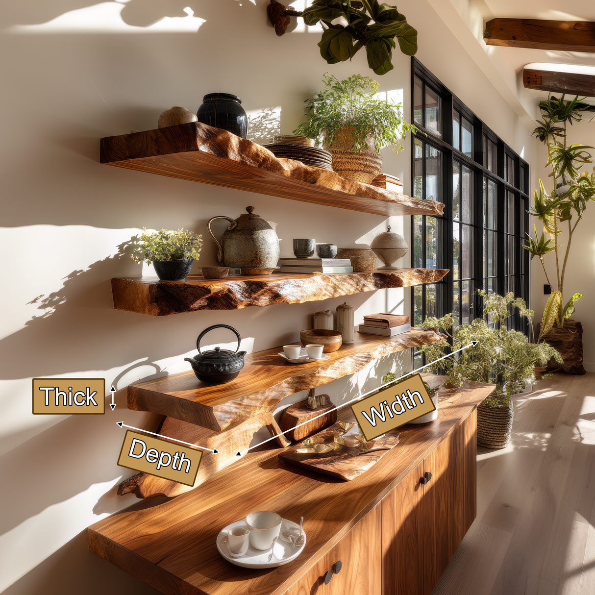 Zerano Live Edge Solid Wood Floating Shelf SPA652349 - Timberustic Floating Shelf