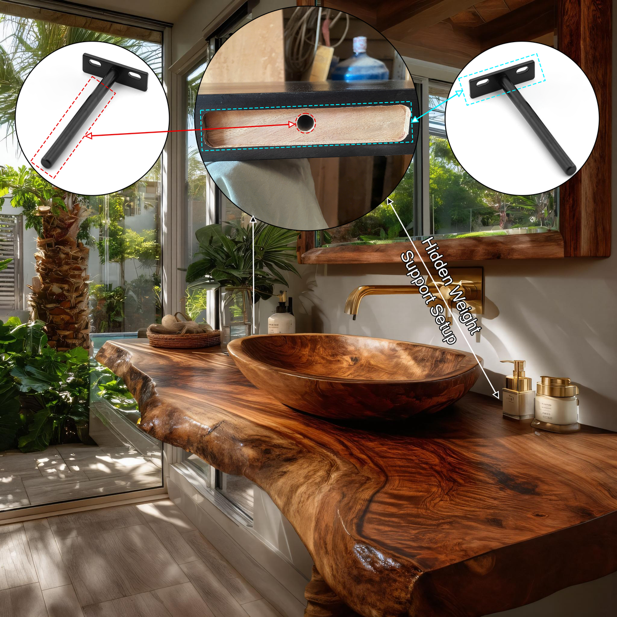 Zeravon Live Edge Solid Wood Floating Bathroom Vanity SPA751828 - Timberustic Floating Bathroom Vanity