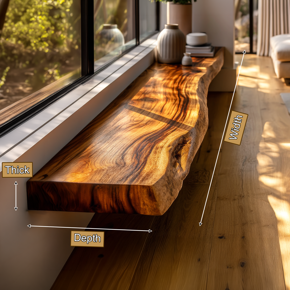 Zerion Live Edge Solid Wood Floating Shelf SPA324936 - Timberustic Floating Shelf