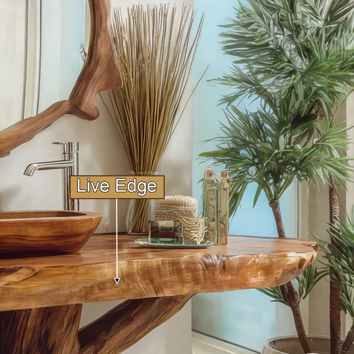 Zerion Rootform Solid Wood Freestanding Bathroom Vanity with Shelves - Timberustic Freestanding Bathroom Vanity with Shelves