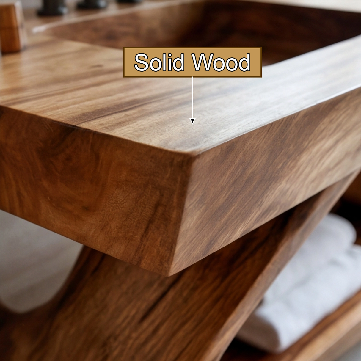 Zerion Sculpted Solid Wood Freestanding Bathroom Vanity with Shelves - Timberustic Freestanding Bathroom Vanity with Shelves